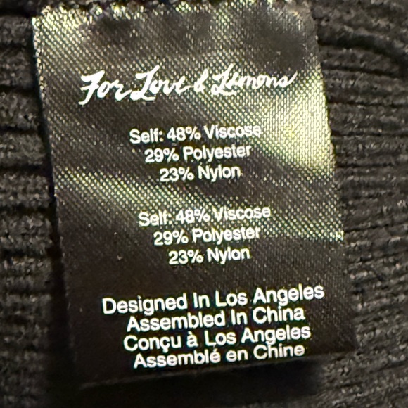 For Love & Lemons Ribbed Knit Strapless Zip Top Black Size M Stretchy - Picture 5 of 7